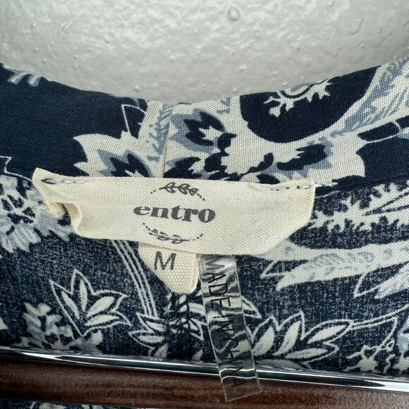 Boho Maxi Dress Entro Blue White Paisley Wide Sleeve Boho Maxi Dress | Medium - Picture 5 of 8